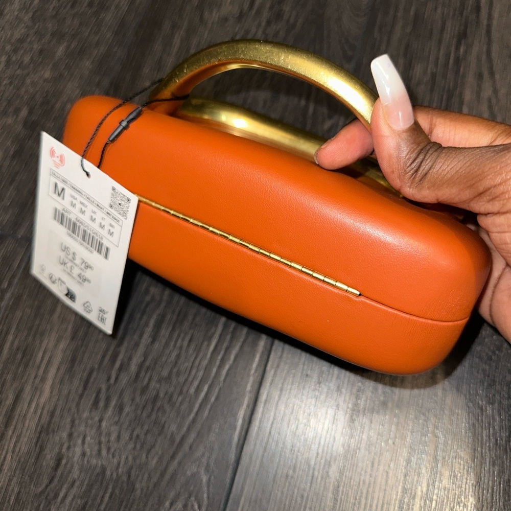 Zara Orange Gold Brassel Clutch - Picture 9 of 14